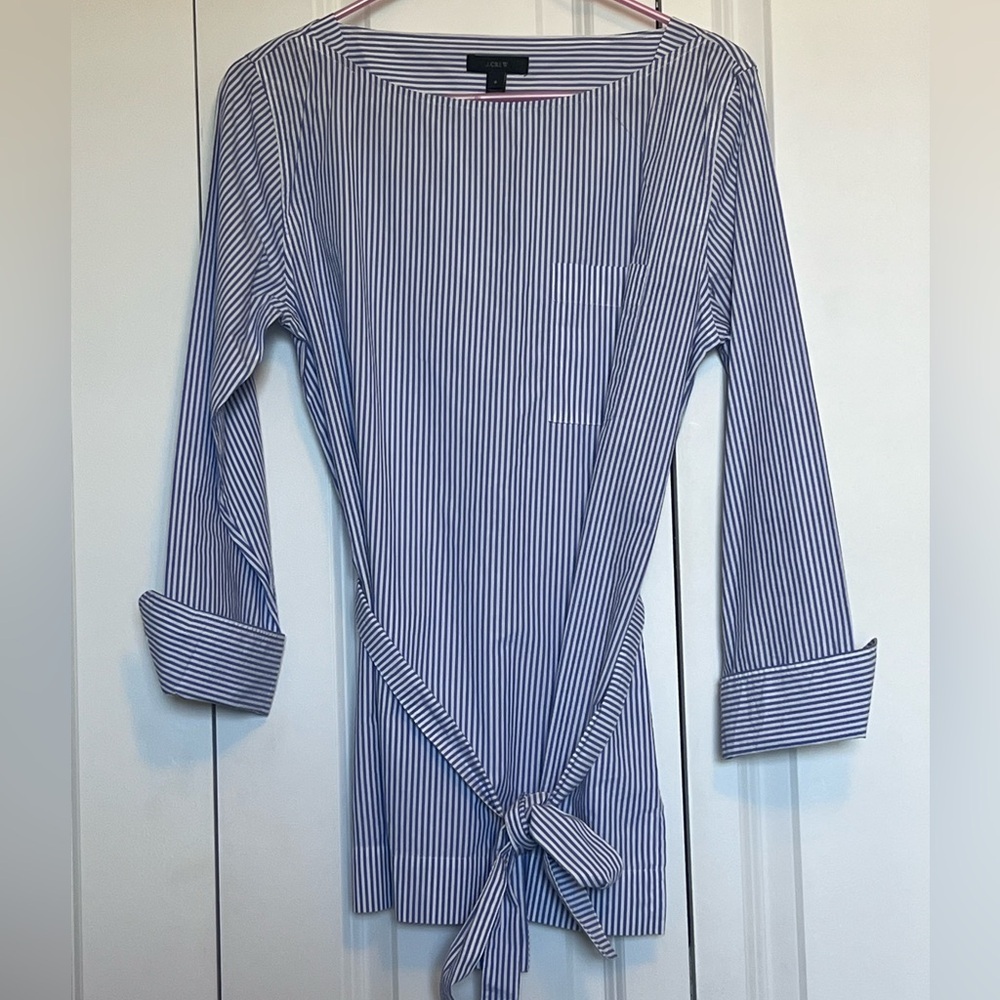 J Crew boat neck pinstripe top